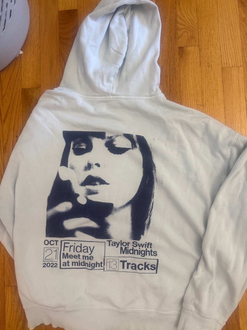 Awesome lightweight worn in Taylor Swift Light Blue Graphic Midnights Hoodie